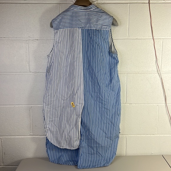 RTR MonseSleeveless Mixed Stripe Shirt Sz 12 asymmetrical blue white sleeveless - Picture 6 of 8